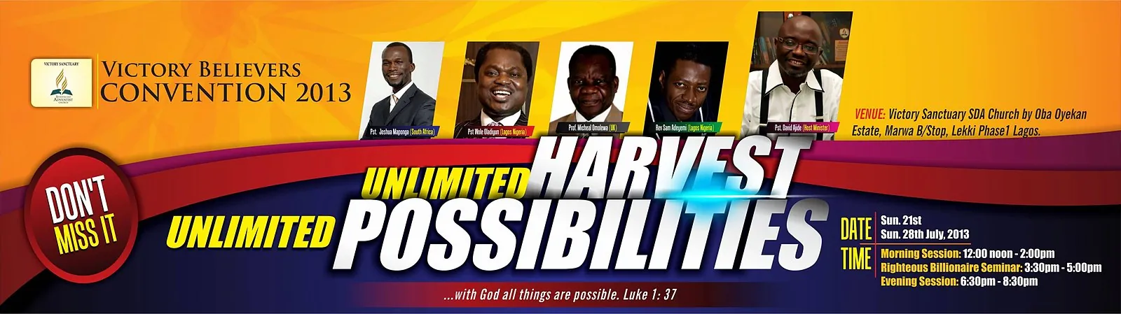 VBC 2013 poster: Unlimited Harvest, Unlimited Possibilities